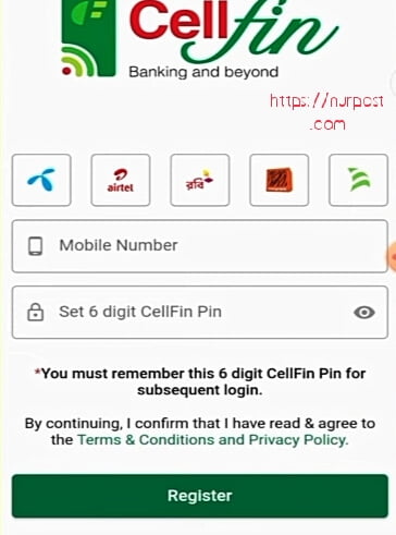 Cellfin account opening step 4