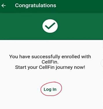 Cellfin account opening step 10