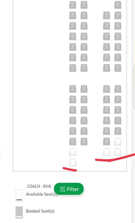 This seats you can book.